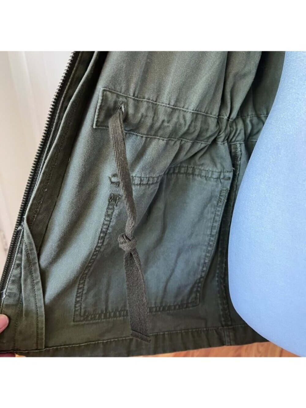 Y2K BP Olive Utility Jacket Boho Soft Grunge Military Edgy Layering Sz S - Picture 6 of 11